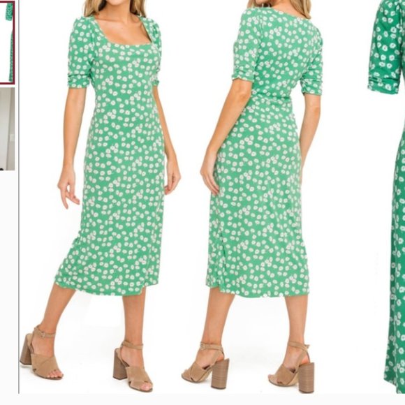 All in Favor green and white floral midi dress - Picture 4 of 4